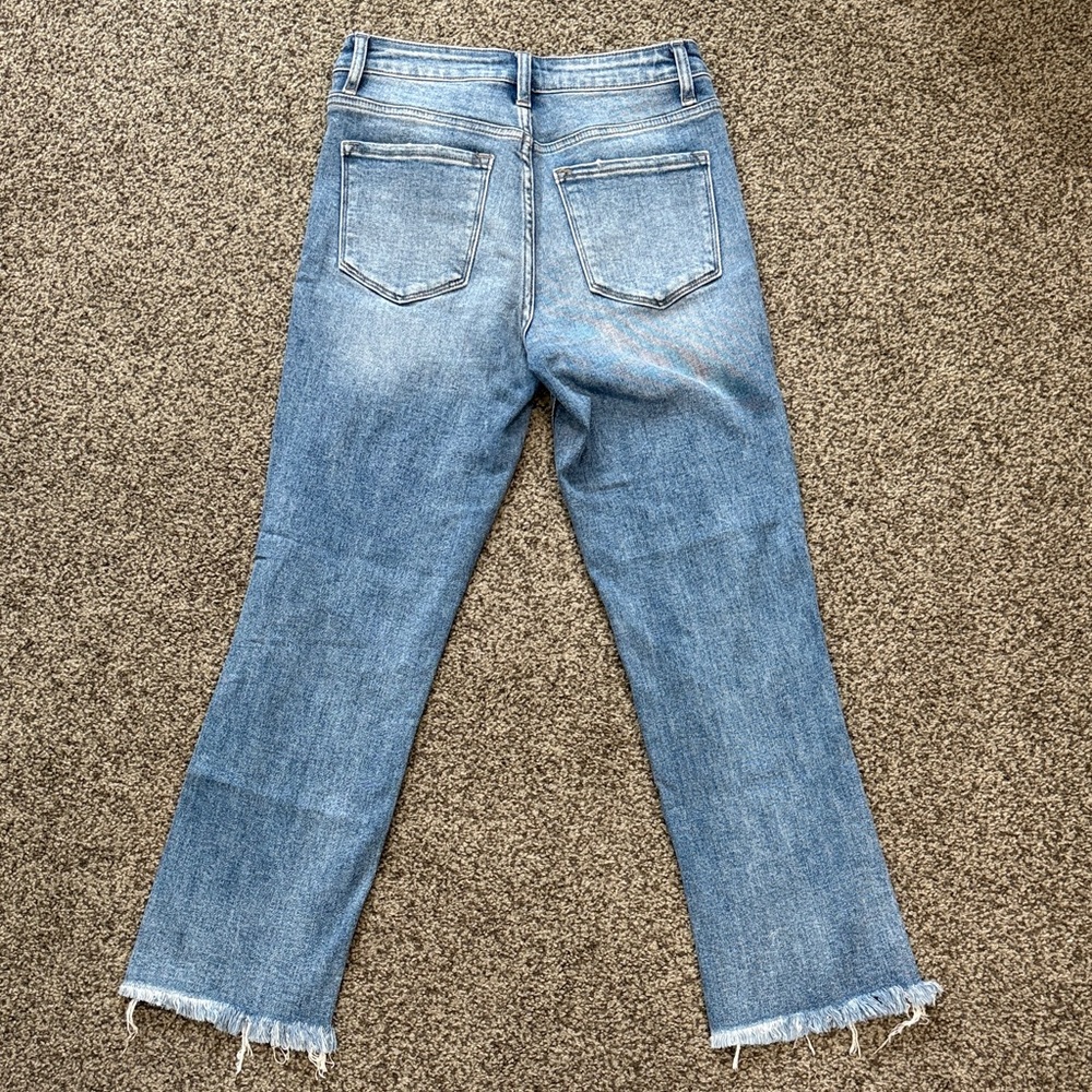 Distressed Light Blue Straight Leg Women's Jeans - Picture 4 of 4